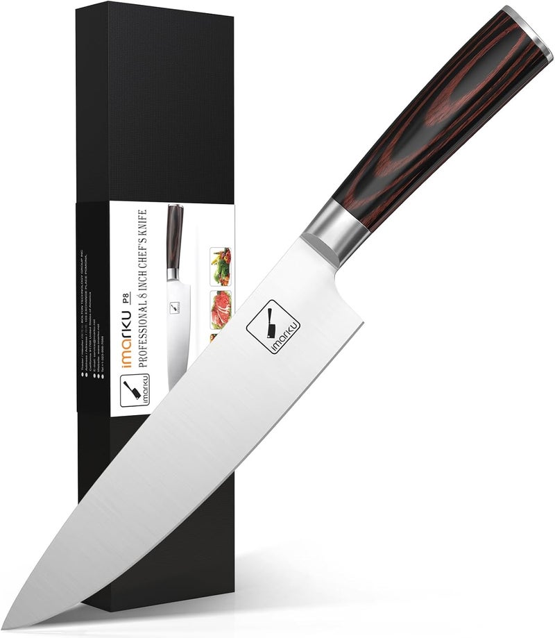 imarku Chef Knife 8 Inch, Professional Kitchen Knife in Japanese HC Steel, Super Sharp Knife With Ergonomic Handle, Cooking Knife With Gift Box, Kitchen Gadgets, Best Gifts for Family and Friends - Image 1
